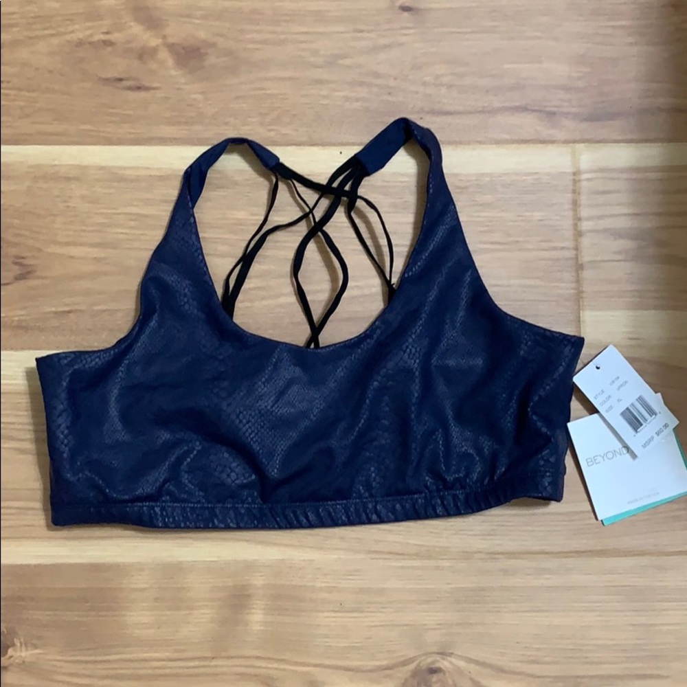 Navy snakeskin sports bra